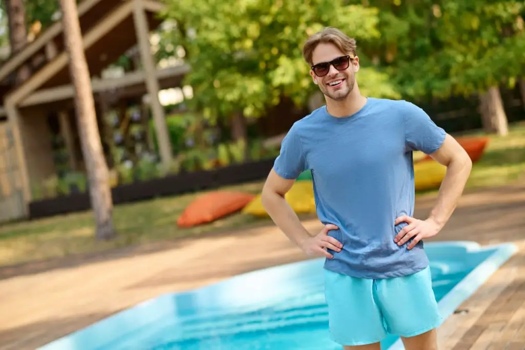 Wearing a tshirt in a swimming pool is generally not a good idea.