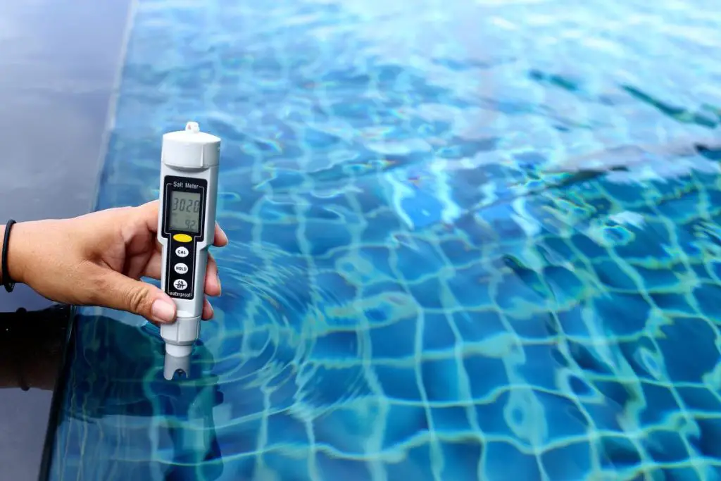 Resort Private pool has weekly check maintenance test, Salt Meter Level, to make sure water is clean and can swim