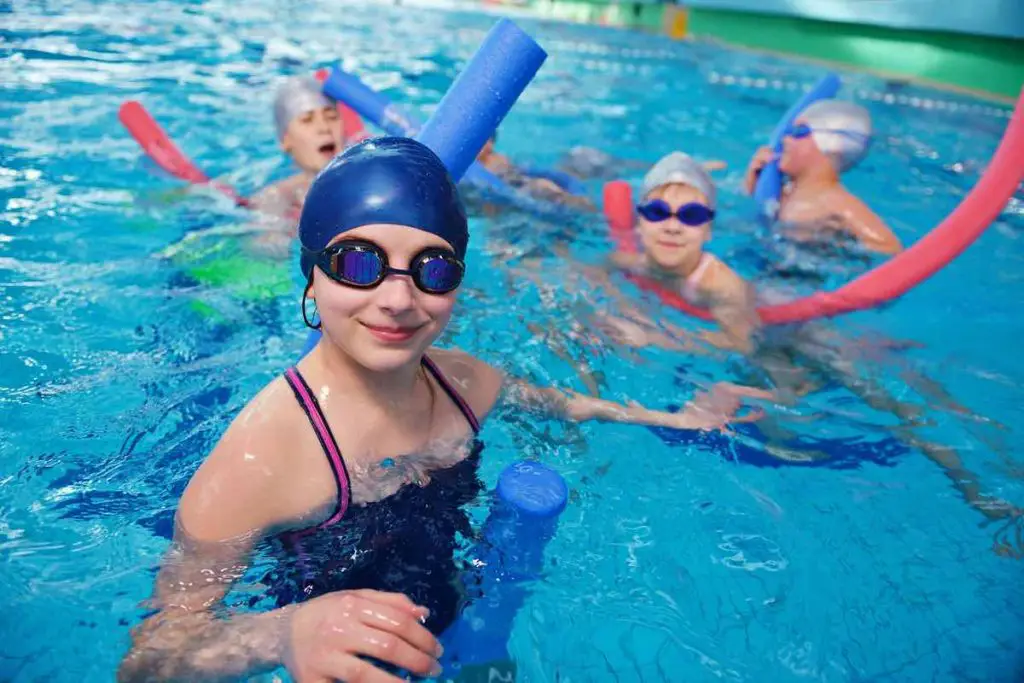 A safe time to stay in the pool is about two hours