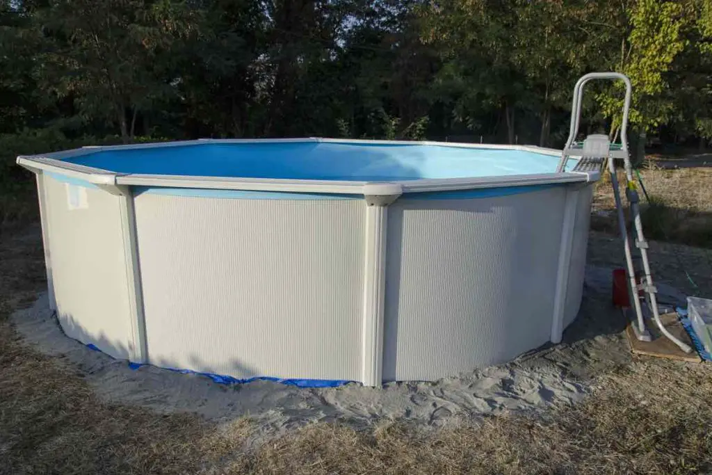 View of a metal steel frame pool